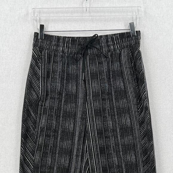 ATHLETA Arrival Pants Womens 4 Black Amara Stripe Drawstring High Rise Cropped - Picture 5 of 16